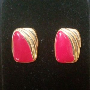 Vintage red & gold earrings